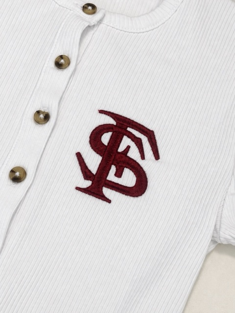 Burgundy monogram ribbed top