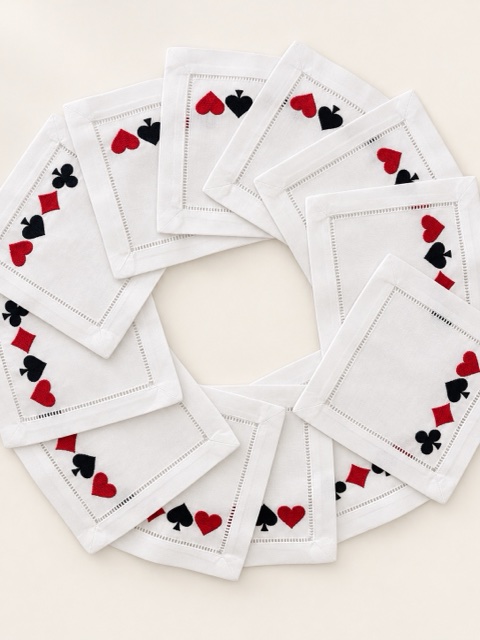 Card suit cocktail linens