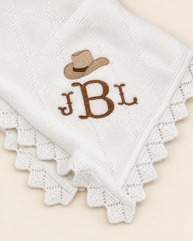 Cowboy monogram knit blanket