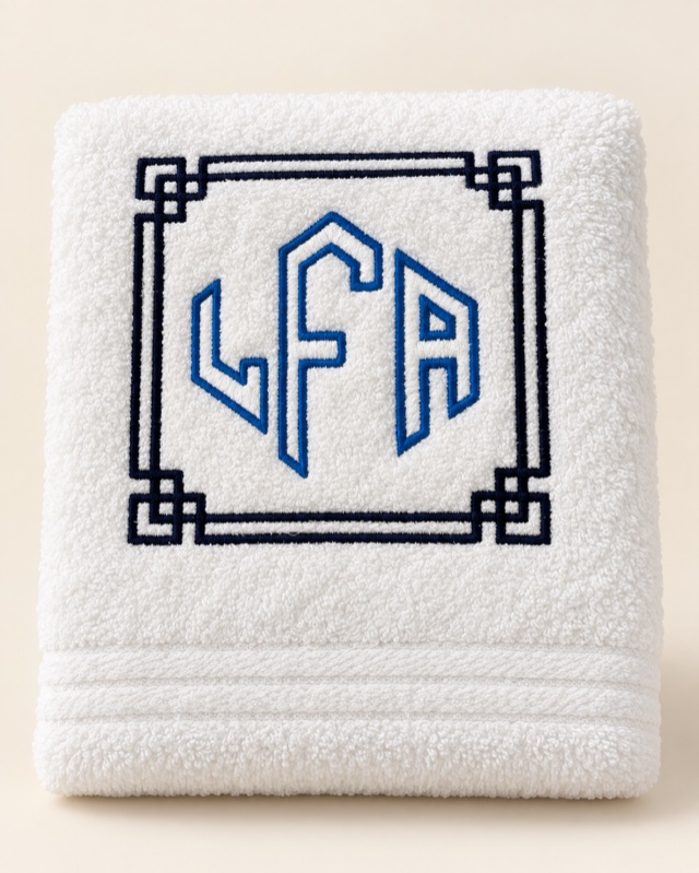 Geometric monogram towel