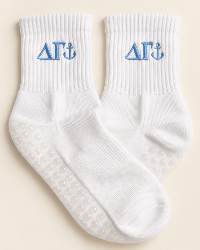 Greek-letter grip socks