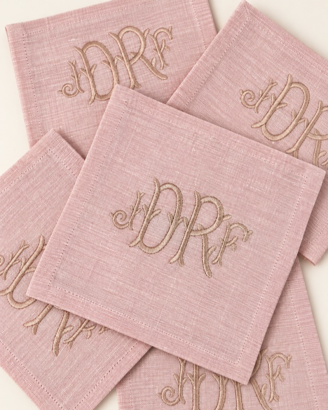 Pink linen cocktail napkins