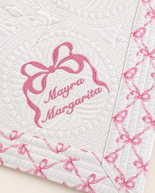 Bow personalized baby quilt