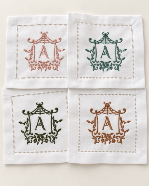 Pagoda monogram cocktail napkins