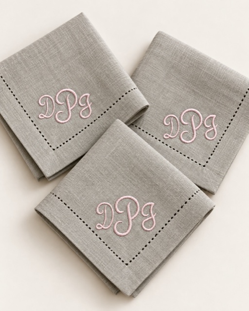 Pink monogram linens