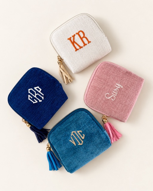 Textured zip pouches