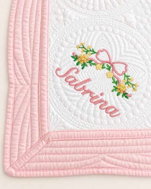 Floral personalized baby quilt