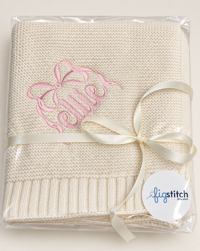 Gift-wrapped knit baby blanket